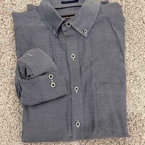 Men’s Johnston & Murphy Blue Button-Down Shirt. Size Large